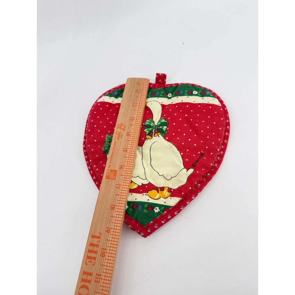 Franco Potholder Heart Red White Geese Vintage Quilted‎ Kitchen Decor Cotton